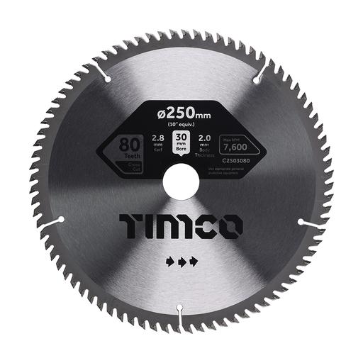 TIMCO Circular Saw Blade - Fine Trim/Finishing - Extra Fine (250 x 30 x 80T, Clamshell of 1)