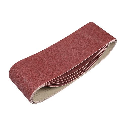 TIMCO Sanding Belts - 80 Grit - Red (75 x 533mm, Pack of 5)
