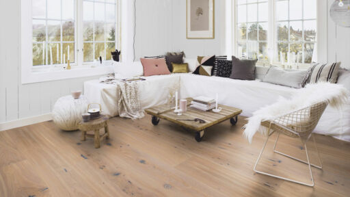 Boen Chaletino Vintage White Canyon Oak Engineered, Rustic, Handcrafted, Brushed & Oiled, 300x15x2750mm