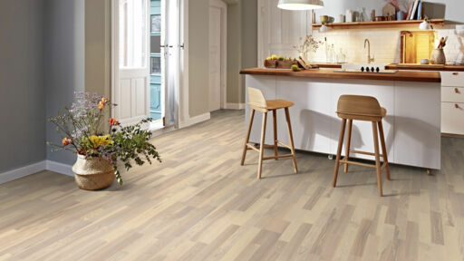 Boen Marcato Ash White Engineered 3-Strip Flooring, White Stained, Matt Lacquered, 215x14x2200mm