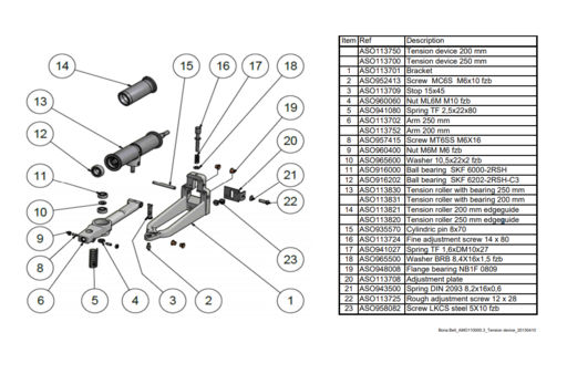 Bona Belt Tension Roller with Bearing, 200mm