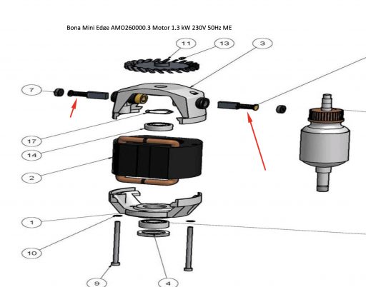 Bona Mini Edge Motor Coal 230V, 50Hz (Mini Brush)