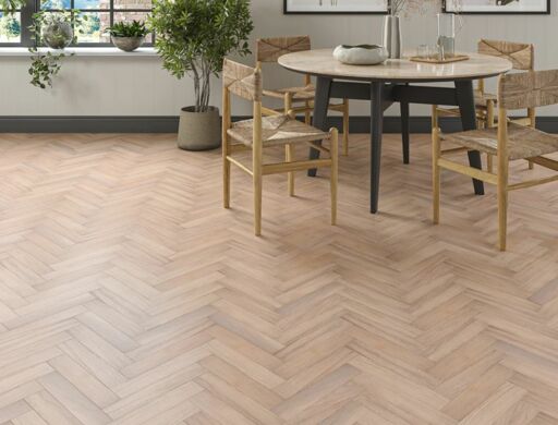 Brackenveil Herringbone Engineered Oak Flooring, Rustic, White Smoked, Brushed, UV Oiled, 70x20x350mm