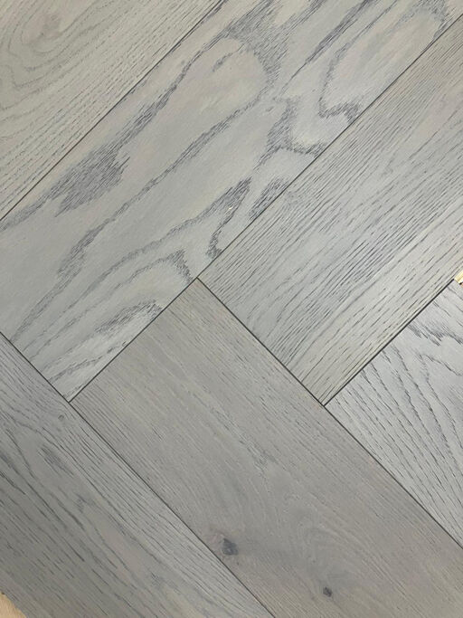 Chene Herringbone Engineered Grey Oak Flooring, Brushed, UV Oiled 600x150x14mm