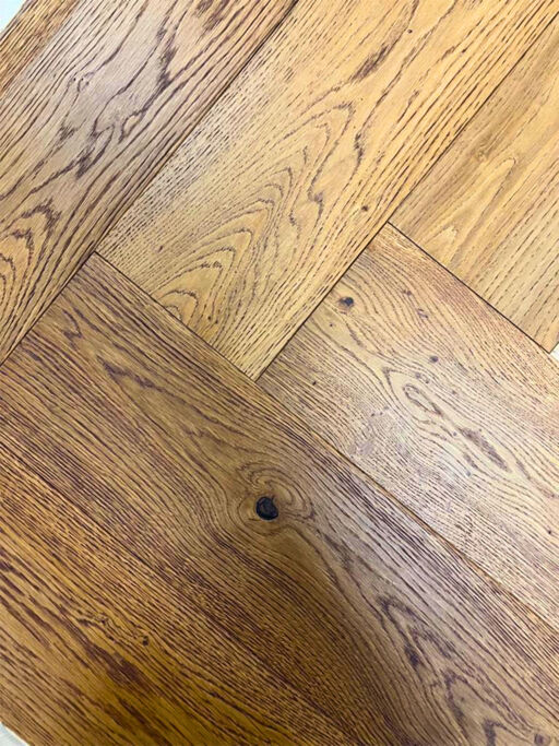 Chene Herringbone Engineered Smoked Oak Flooring, Brushed, UV Oiled, 600x150x14mm