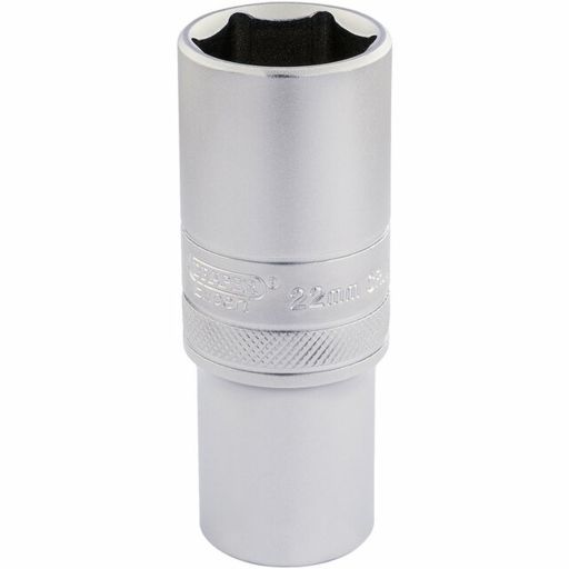 Draper 6 Point Metric Deep Socket, 1,2 Sq. Dr., 22mm