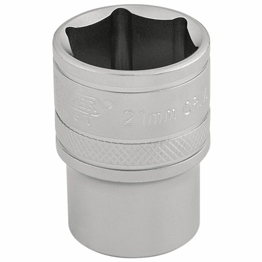 Draper 6 Point Metric Socket, 1,2 Sq. Dr., 21mm