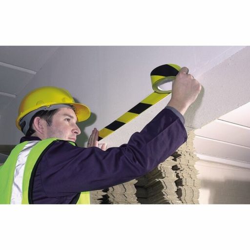 Draper Adhesive Hazard Tape Roll, 33m x 50mm, Black and Yellow
