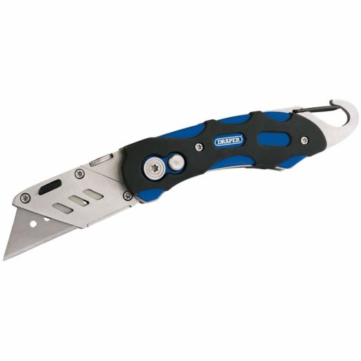 Draper Folding Trimming Knife with Belt Clip, Blue