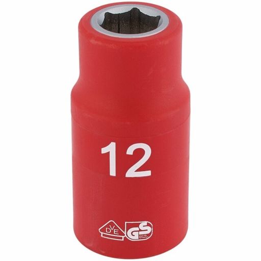 Draper Fully Insulated VDE Socket, 1,2 Sq. Dr., 12mm