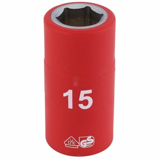 Draper Fully Insulated VDE Socket, 1,2 Sq. Dr., 15mm