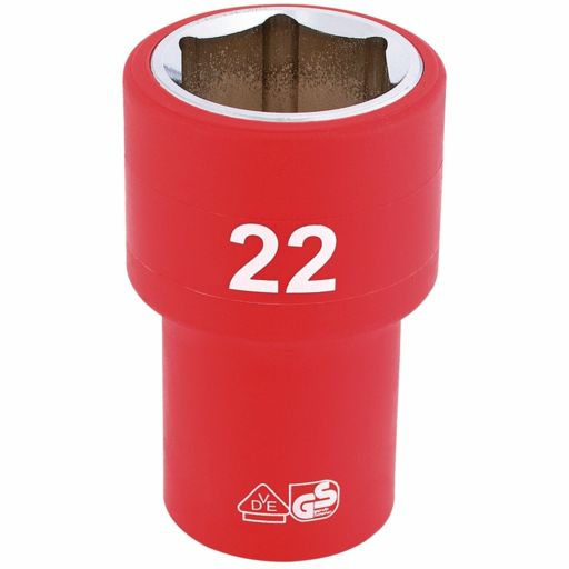 Draper Fully Insulated VDE Socket, 1,2 Sq. Dr., 22mm
