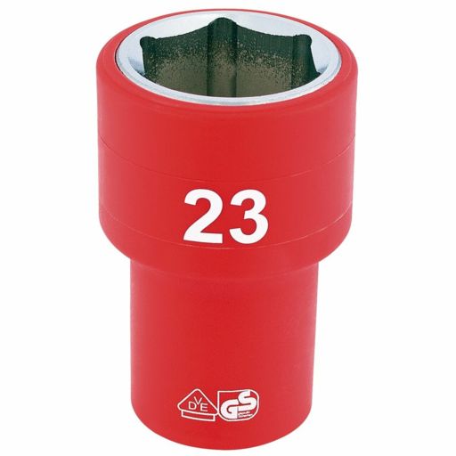 Draper Fully Insulated VDE Socket, 1,2 Sq. Dr., 23mm