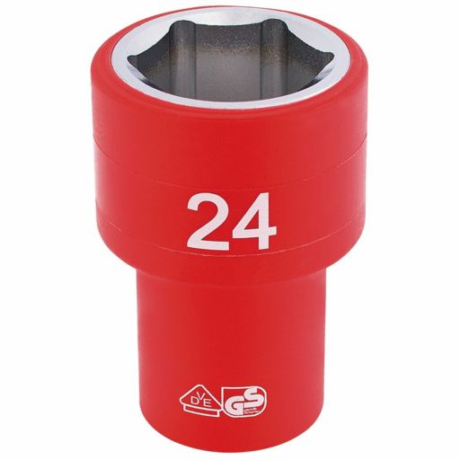 Draper Fully Insulated VDE Socket, 1,2 Sq. Dr., 24mm
