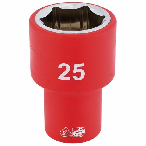 Draper Fully Insulated VDE Socket, 1,2 Sq. Dr., 25mm