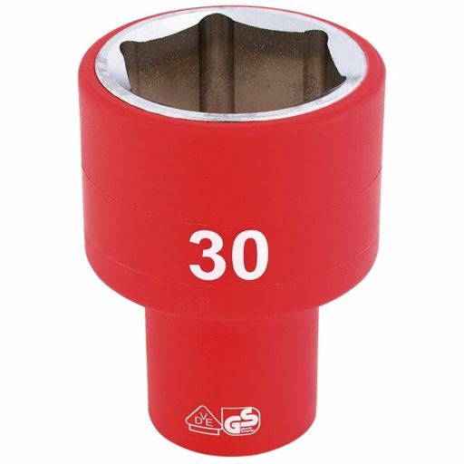 Draper Fully Insulated VDE Socket, 1,2 Sq. Dr., 30mm