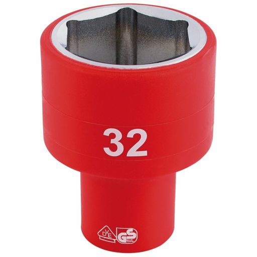 Draper Fully Insulated VDE Socket, 1,2 Sq. Dr., 32mm