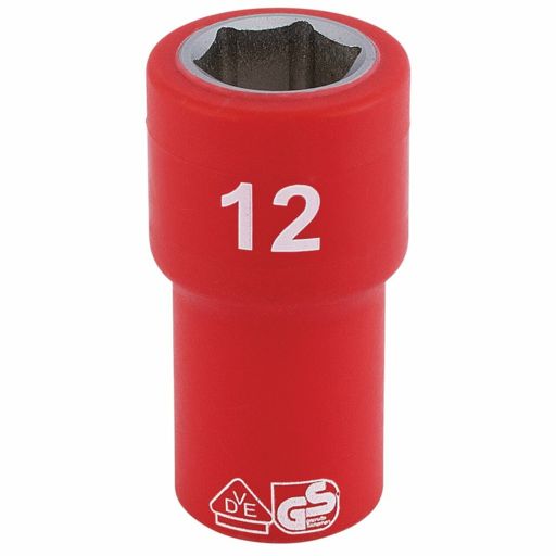 Draper Fully Insulated VDE Socket, 1,4 Sq. Dr., 12mm