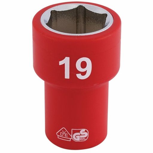 Draper Fully Insulated VDE Socket, 3,8 Sq. Dr., 19mm