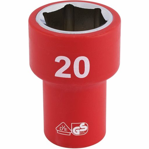 Draper Fully Insulated VDE Socket, 3,8 Sq. Dr., 20mm