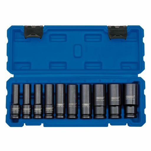 Draper Metric Deep Impact Socket Set, 1,2 Sq. Dr. (10 Piece)