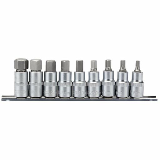 Draper Metric Hex. Socket Bit Set, 1,2 Sq. Dr., 55mm (9 Piece)