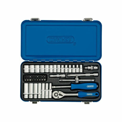 Draper Metric Socket Set in Metal Case, 1,4 Sq. Dr. (45 Piece)