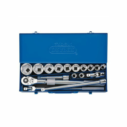 Draper Metric Socket Set in Metal Case, 3,4 Sq. Dr. (17 Piece)