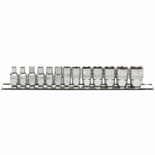 Draper Metric Socket Set on a Metal Rail, 1,4 Sq. Dr. (13 Piece)