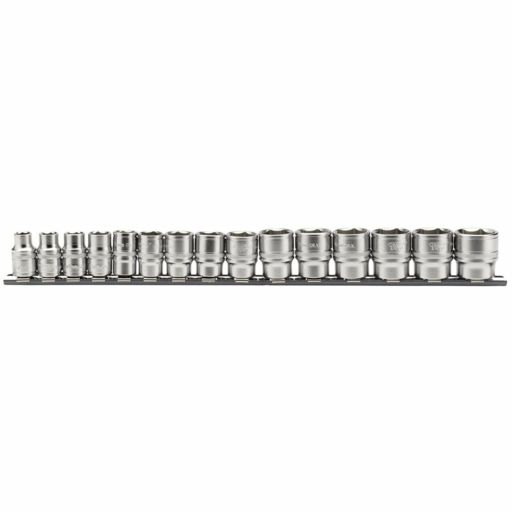 Draper Metric Socket Set on a Metal Rail, 3,8 Sq. Dr. (15 Piece)