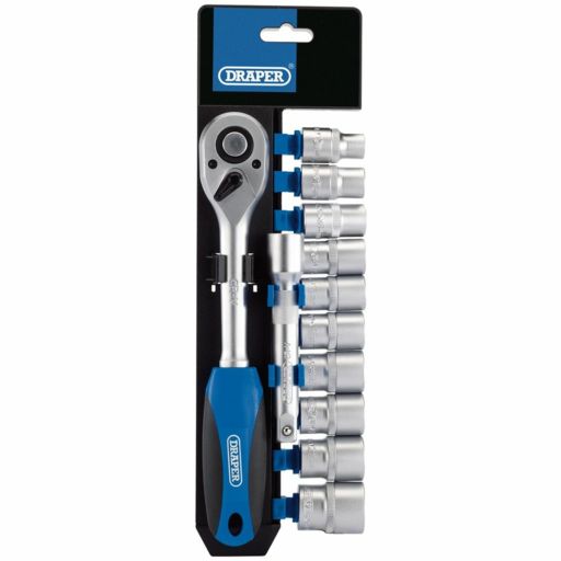 Draper Metric Socket and Ratchet Set, 1,2 Sq. Dr. (12 Piece)