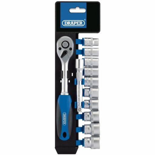 Draper Metric Socket and Ratchet Set, 3,8 Sq. Dr. (12 Piece)