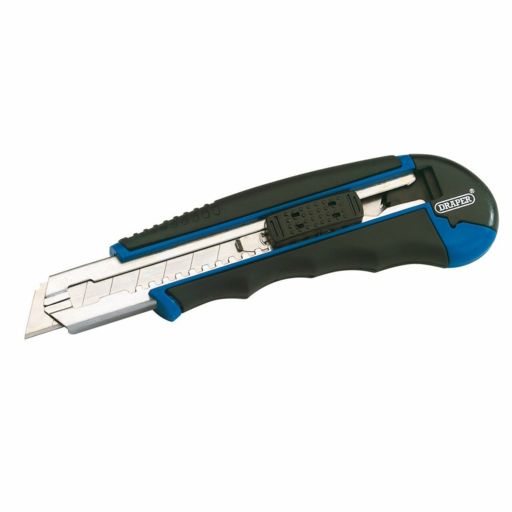 Draper Soft Grip Retractable Segment Blade Knife with 7 Segment Blade, 18mm
