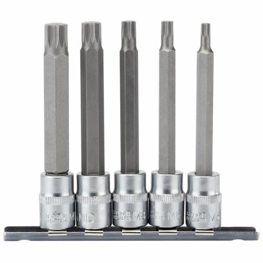 Draper Spline Socket Bit Set, 3,8 Sq. Dr. (5 Piece)
