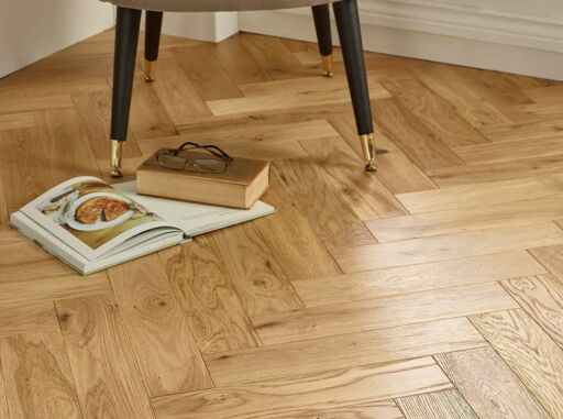 Evolve Mayfair, Engineered Oak Flooring, Herringbone, Natural Brushed & Lacquered, 90x15x400mm