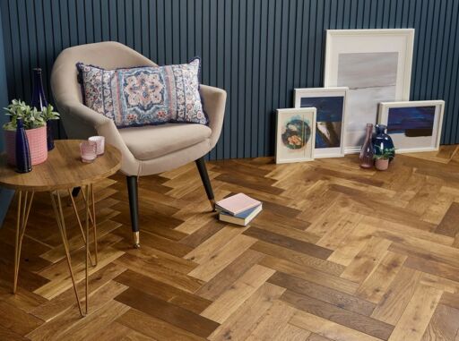 Evolve Mayfair, Engineered Oak Flooring, Herringbone, Smoked, Brushed & Oiled, 90x15x400mm