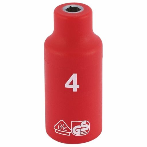 Draper Expert Fully Insulated VDE Socket, 1,4 Sq. Dr., 4mm