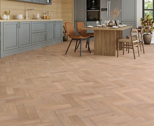Frostbane Herringbone Engineered Oak Flooring, Smoked White Brushed, UV Oiled, 90x14x300mm