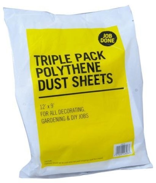 Triple Pack Polythene Dust Sheets, 3.7 x 2.7 m