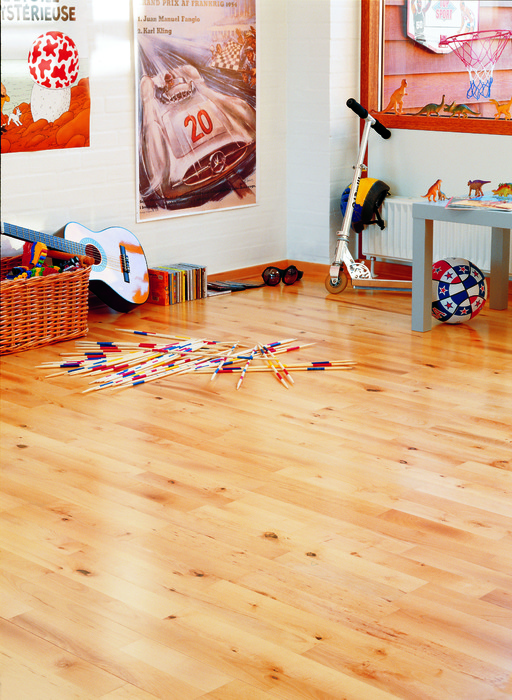 Junckers Beech Solid 2-Strip Wood Flooring, Ultra Matt Lacquered, Variation, 129x22mm