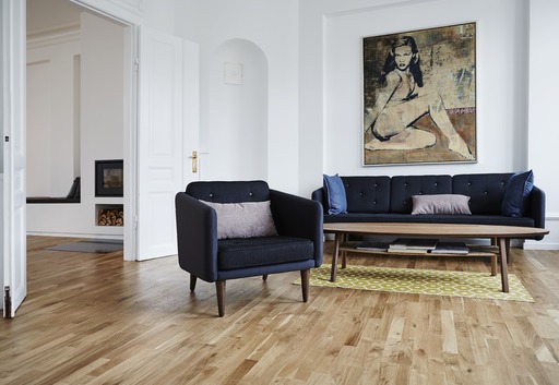 Junckers Solid Oak 2-Strip Flooring, Ultra Matt Lacquered, Harmony, 129x14mm