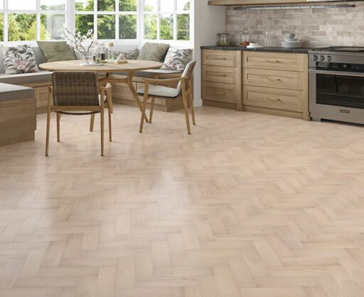 Lunathorn Herringbone Engineered Oak Flooring, White Brushed, UV Lacquered, 90x14x300mm