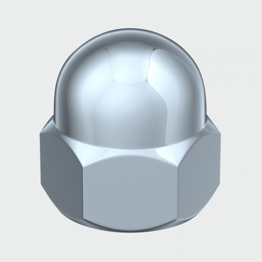 Hex Dome Nut BZP, M6, 200 pk TimCo