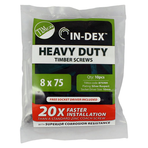 TIMco Heavy Duty Timber Screws - Hex - Exterior - Silver   8.0 x 75 mm