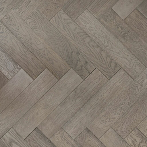 Tradition Engineered Oak Parquet Flooring, Gunmetal Grey, Prime, Brushed, Matt Lacquered, 125x18x600mm