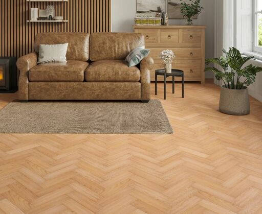 Mireleaf Herringbone Engineered Oak Flooring, Rustic, Brushed UV Lacquered, 80x10x300mm