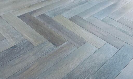 Tradition Select Engineered Oak Herringbone Flooring, Brushed Dark Grey, UV Oiled 90x15x450mm