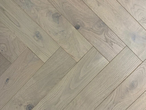 Xylo Mushroom Grey Stained Engineered Oak Flooring, Rustic, Herringbone, Brushed & UV Lacquered, 125x14x625mm