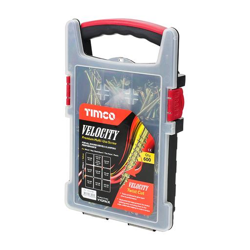 TIMCO Velocity Premium Multi-Use Screws - Grab Pack - PZ - Double Countersunk - Yellow (600pcs, Tray of 600)