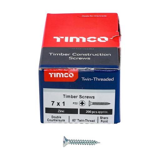 TIMco Twin-Thread Woodscrews - PZ - Double Countersunk - Zinc 3.9x25mm